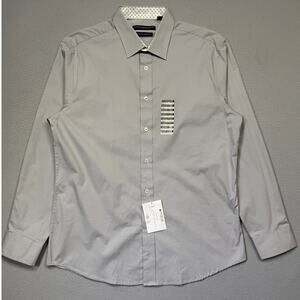 Nick Graham Men's Poplin Solid Dress Shirt gray 16-16.5 34-35 70